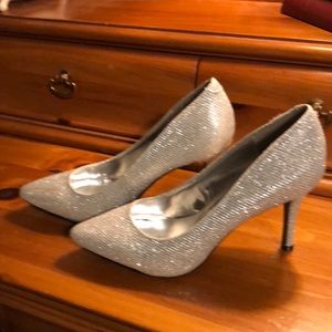 143 girl sparkly silver heels